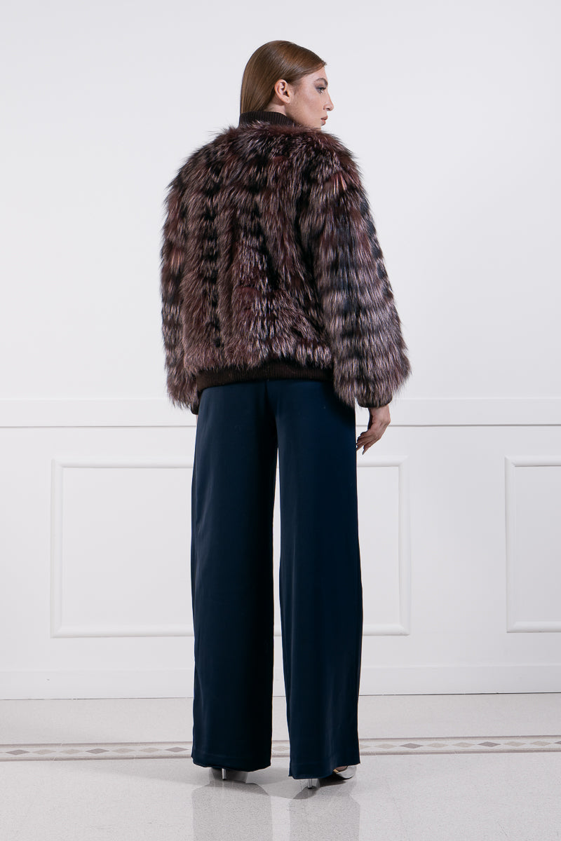 Pink silver fox bomber jacket