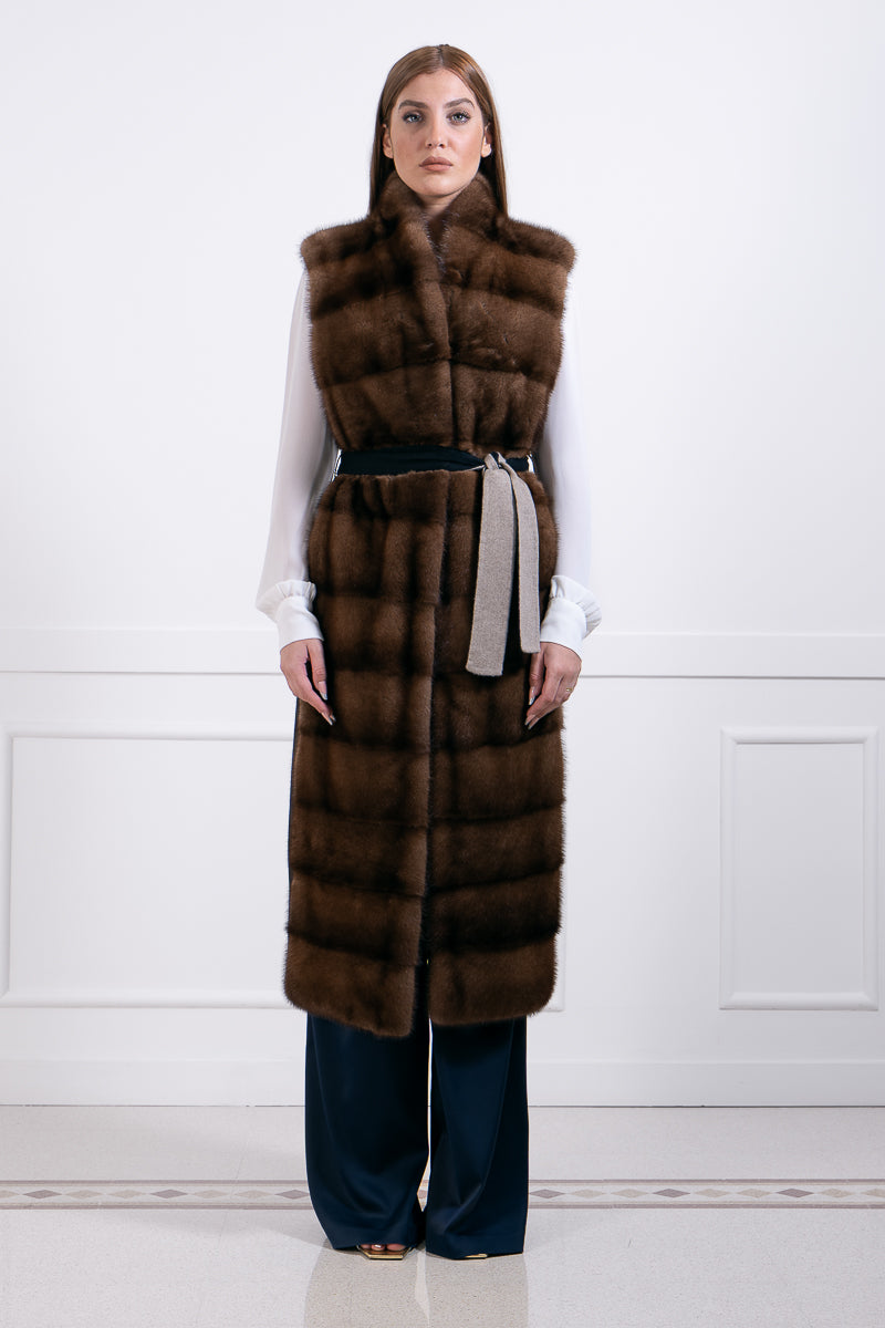 Gilet in visone con cashmere