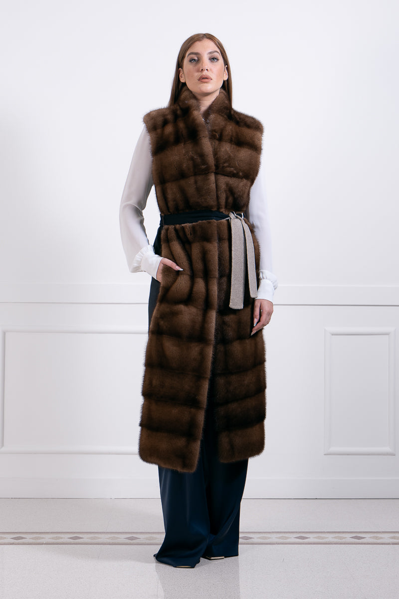 Gilet in visone con cashmere