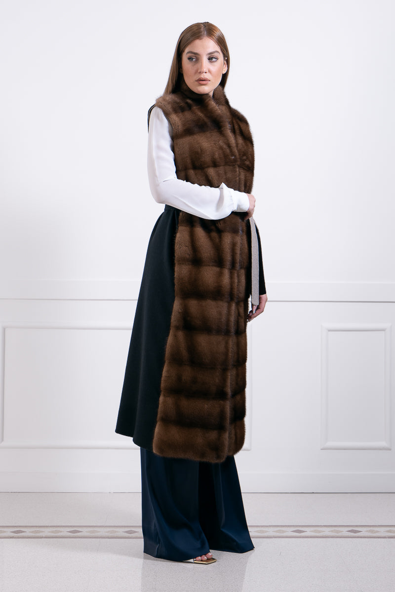 Gilet in visone con cashmere