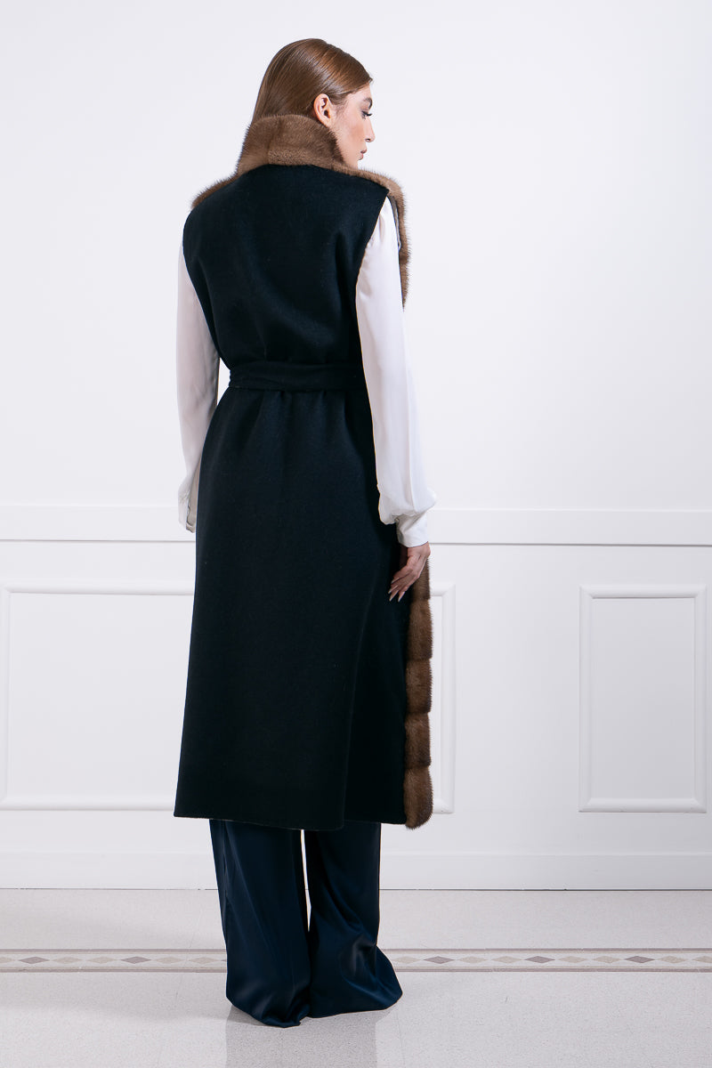 Gilet in visone con cashmere