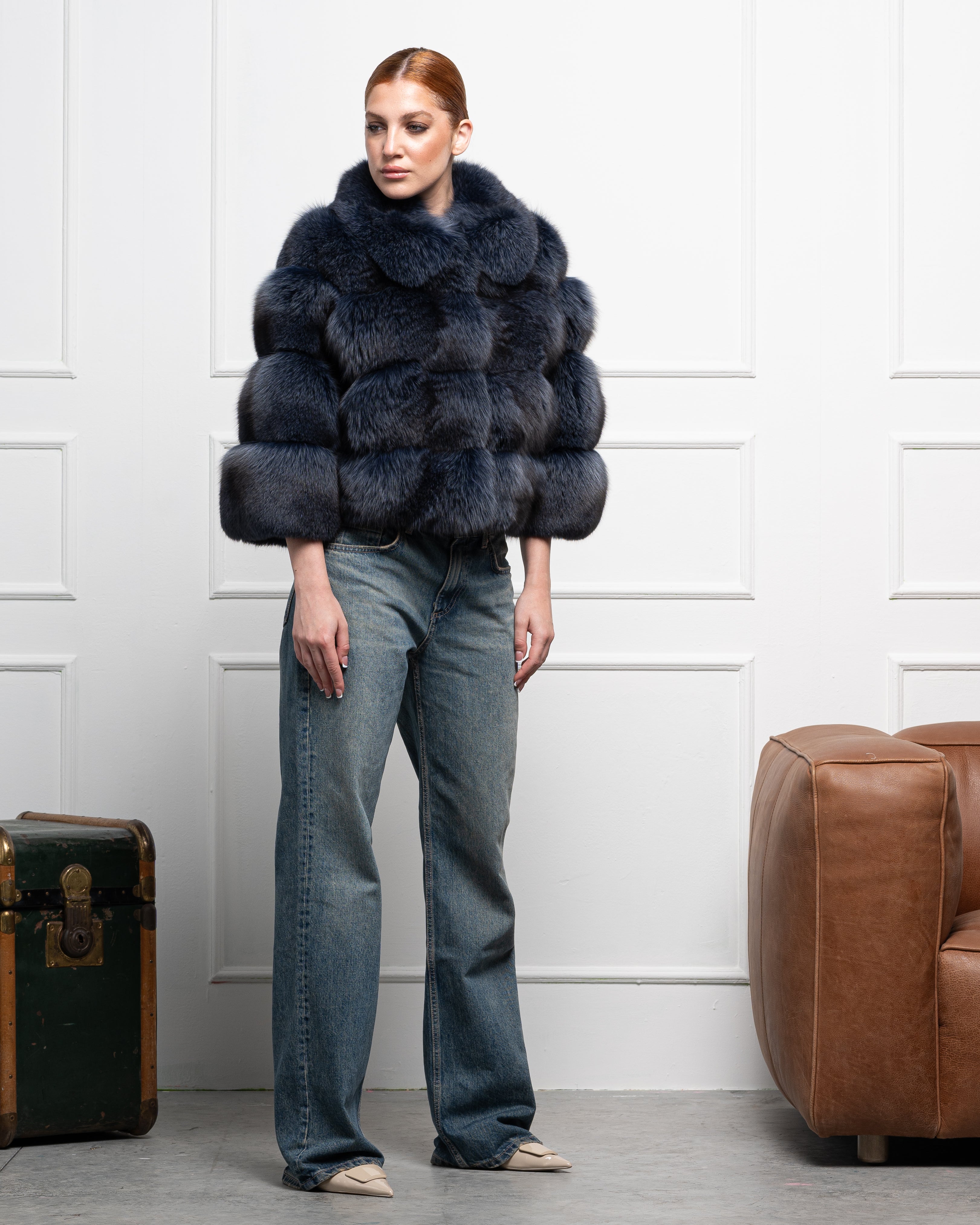 Giacca in Volpe Blue