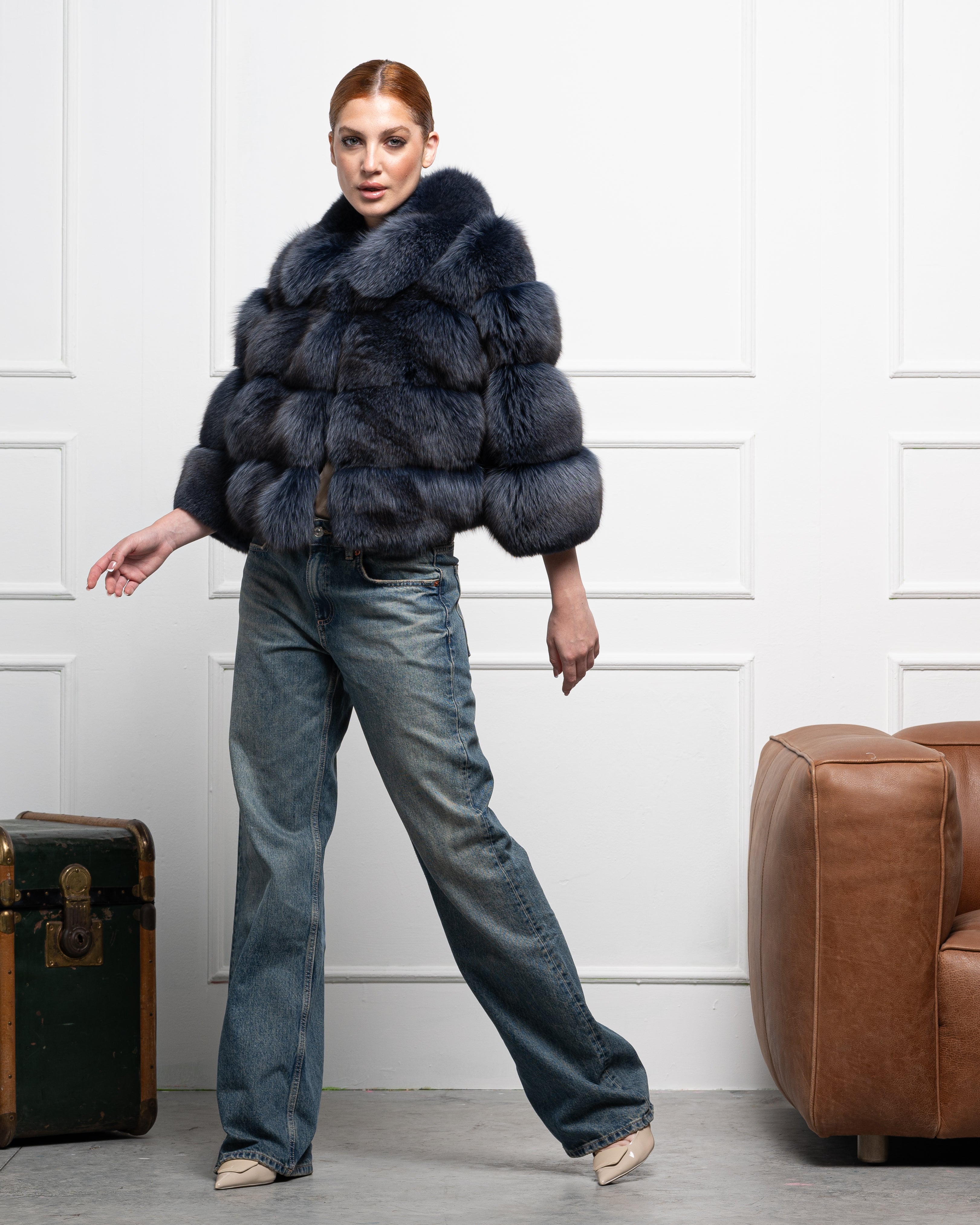 Giacca in Volpe Blue