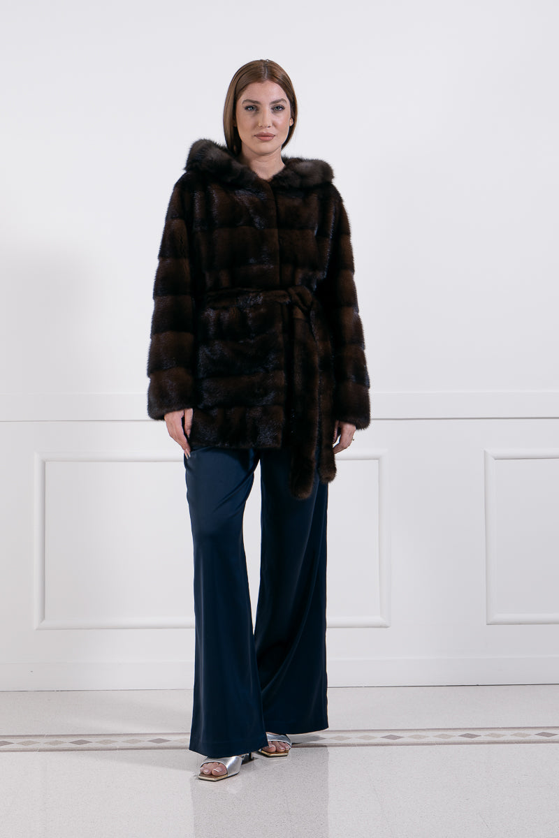 Mink coat with sable
