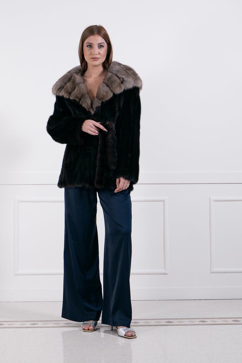 Mink jacket with sable