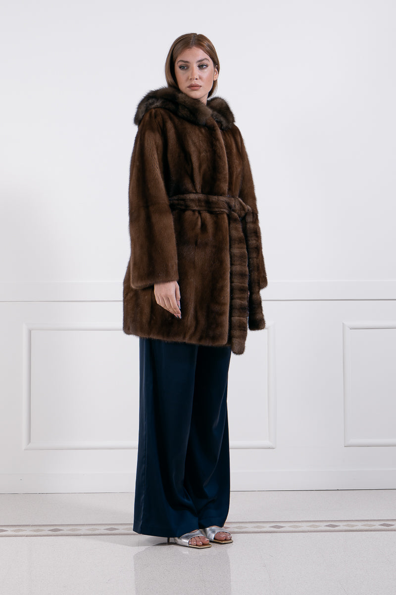 Mink coat with sable