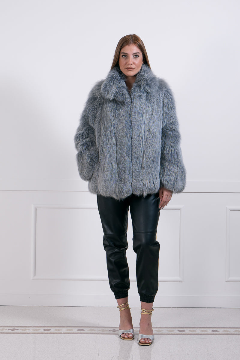 Grey Fox Faux Fur Hooded Coat