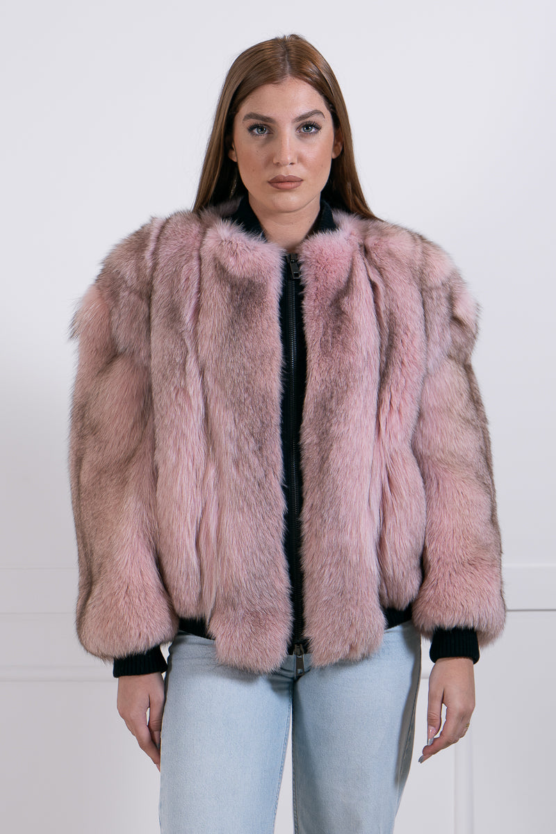 Pink fox bomber jacket